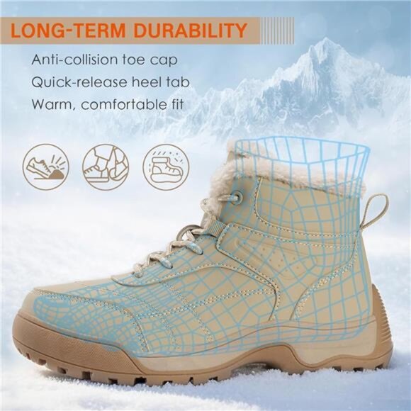 Women's Winter Snow Boots Warm Fur Lined Anti-skid Ankle Boots - Picture 4 of 6